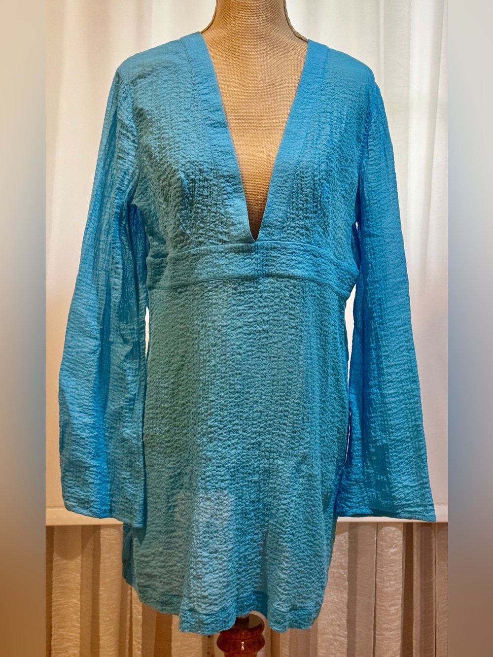 La Perla Lightweight Textured Tunic/Beach Coverup in Turquoise, size 10(runs sm